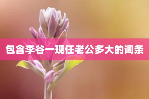 包含李谷一现任老公多大的词条