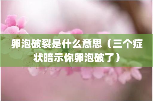 卵泡破裂是什么意思（三个症状暗示你卵泡破了）