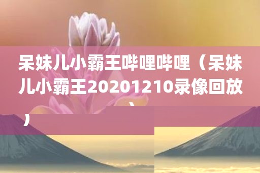 呆妹儿小霸王哔哩哔哩（呆妹儿小霸王20201210录像回放）