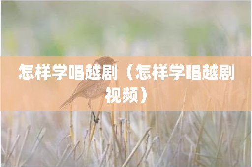 怎样学唱越剧（怎样学唱越剧视频）