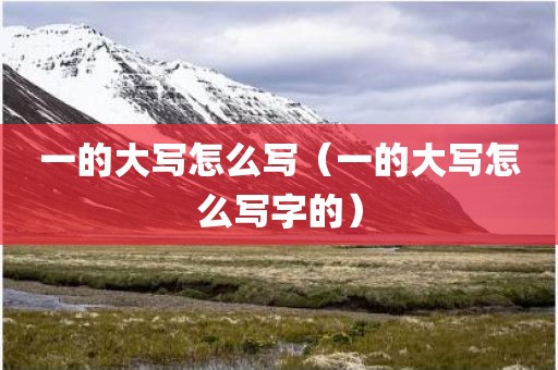 一的大写怎么写（一的大写怎么写字的）