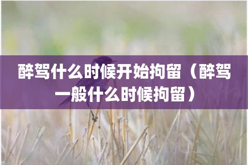 醉驾什么时候开始拘留（醉驾一般什么时候拘留）