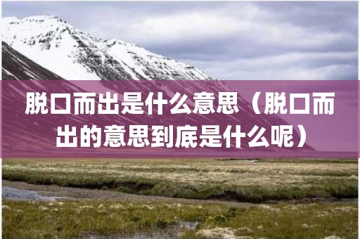 脱口而出是什么意思（脱口而出的意思到底是什么呢）