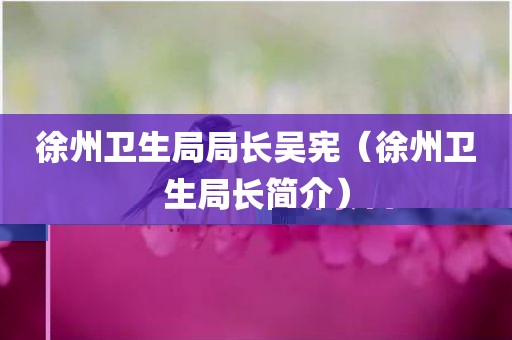 徐州卫生局局长吴宪（徐州卫生局长简介）