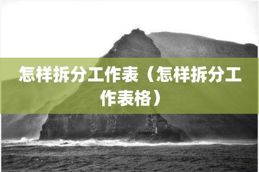 怎样拆分工作表（怎样拆分工作表格）