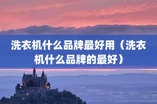 洗衣机什么品牌最好用（洗衣机什么品牌的最好）