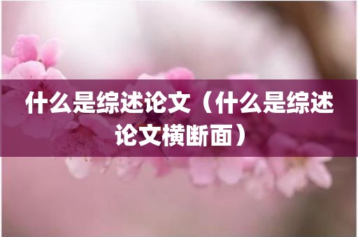 什么是综述论文（什么是综述论文横断面）