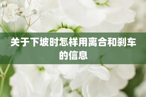 关于下坡时怎样用离合和刹车的信息