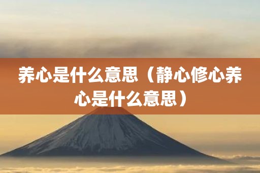养心是什么意思（静心修心养心是什么意思）