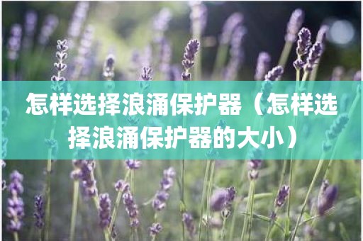 怎样选择浪涌保护器（怎样选择浪涌保护器的大小）