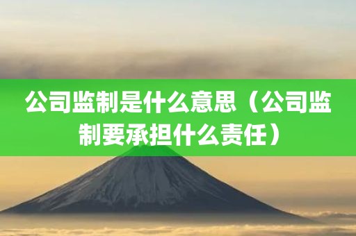 公司监制是什么意思（公司监制要承担什么责任）