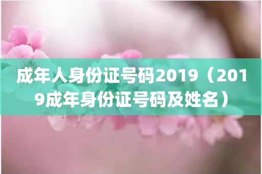 成年人身份证号码2019（2019成年身份证号码及姓名）