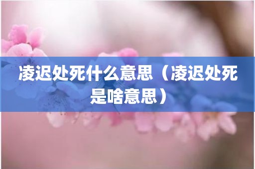 凌迟处死什么意思（凌迟处死是啥意思）