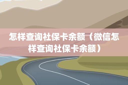 怎样查询社保卡余额（微信怎样查询社保卡余额）