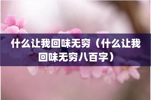 什么让我回味无穷（什么让我回味无穷八百字）
