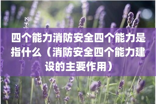 四个能力消防安全四个能力是指什么（消防安全四个能力建设的主要作用）