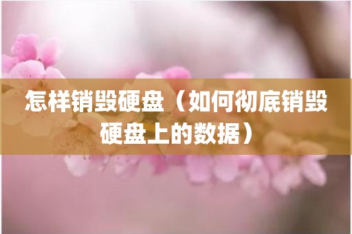 怎样销毁硬盘（如何彻底销毁硬盘上的数据）
