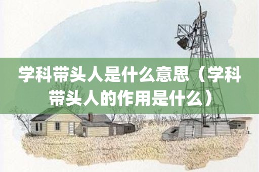 学科带头人是什么意思（学科带头人的作用是什么）