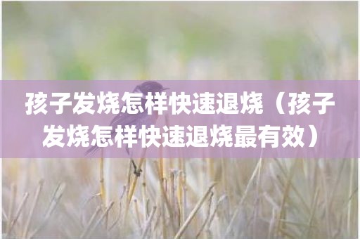 孩子发烧怎样快速退烧（孩子发烧怎样快速退烧最有效）