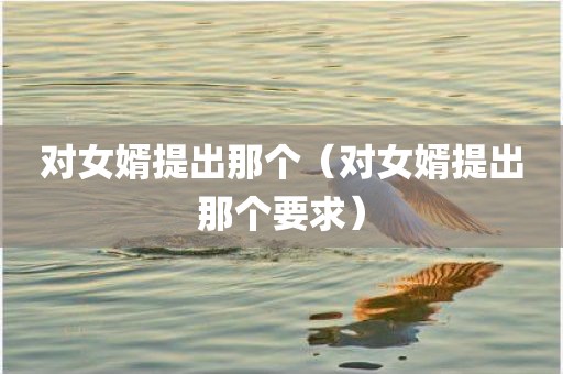 对女婿提出那个（对女婿提出那个要求）