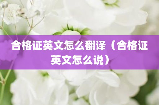 合格证英文怎么翻译（合格证英文怎么说）