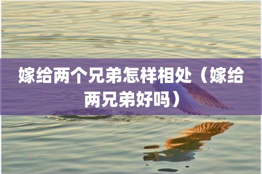 嫁给两个兄弟怎样相处（嫁给两兄弟好吗）