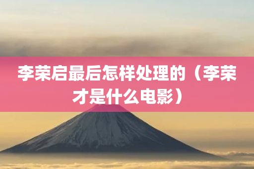 李荣启最后怎样处理的（李荣才是什么电影）