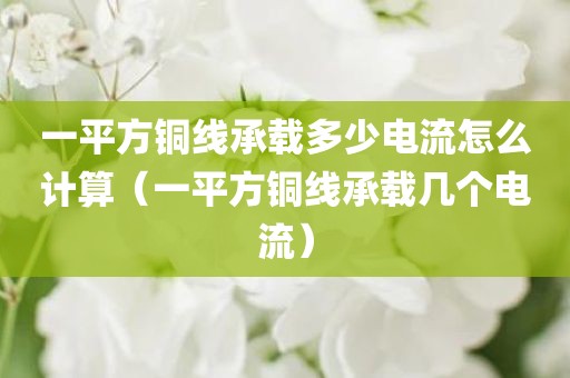 一平方铜线承载多少电流怎么计算(一平方铜线承载几个电流) 一平方铜线承载多少电流怎么计算(一平方铜线承载几个电流)