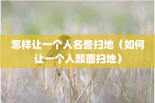 怎样让一个人名誉扫地（如何让一个人颜面扫地）