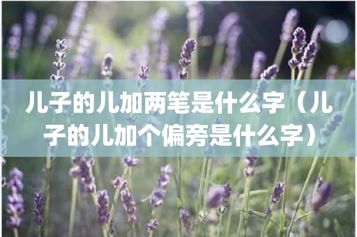 儿子的儿加两笔是什么字（儿子的儿加个偏旁是什么字）