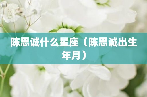 陈思诚什么星座（陈思诚出生年月）