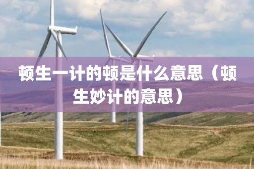 顿生一计的顿是什么意思（顿生妙计的意思）