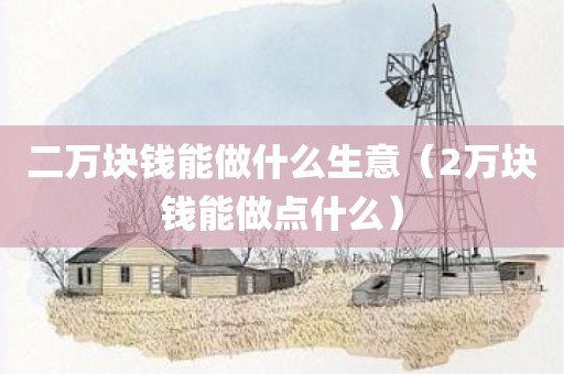 二万块钱能做什么生意（2万块钱能做点什么）