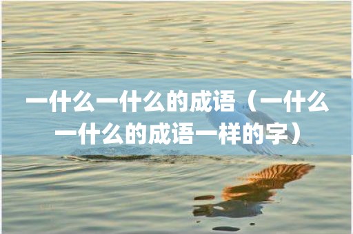 一什么一什么的成语(一什么一什么的成语一样的字)