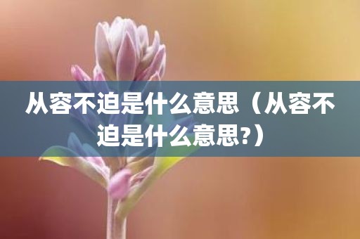 从容不迫是什么意思（从容不迫是什么意思?）
