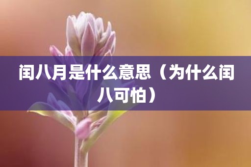 闰八月是什么意思（为什么闰八可怕）