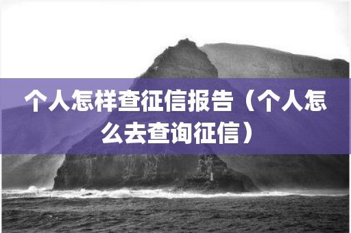 个人怎样查征信报告（个人怎么去查询征信）