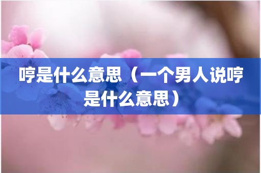哼是什么意思（一个男人说哼是什么意思）