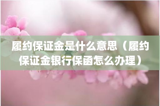 履约保证金是什么意思（履约保证金银行保函怎么办理）