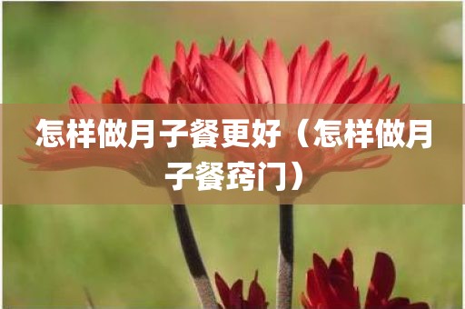 怎样做月子餐更好（怎样做月子餐窍门）