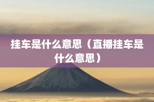 挂车是什么意思（直播挂车是什么意思）