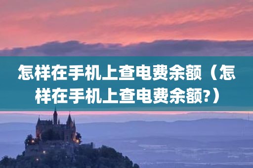 怎样在手机上查电费余额（怎样在手机上查电费余额?）