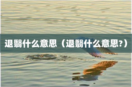 退翳什么意思（退翳什么意思?）