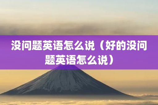 没问题英语怎么说（好的没问题英语怎么说）