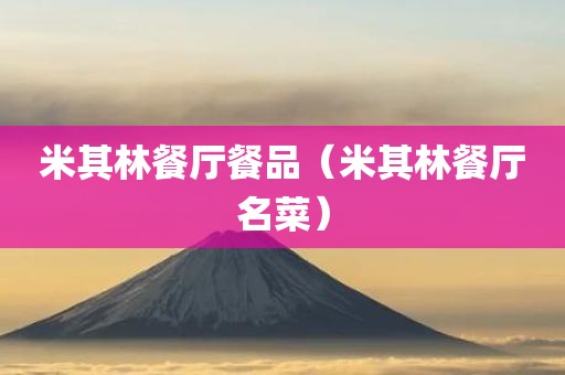 米其林餐厅餐品（米其林餐厅名菜）