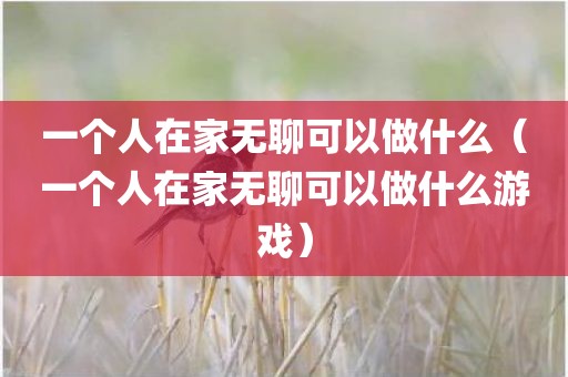 一个人在家无聊可以做什么（一个人在家无聊可以做什么游戏）