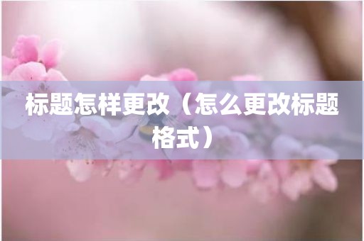 标题怎样更改(怎么更改标题格式)