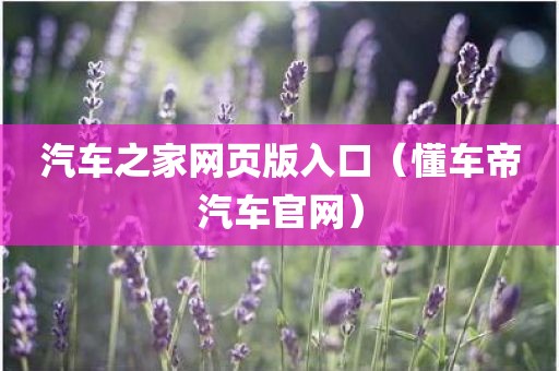 汽车之家网页版入口（懂车帝汽车官网）