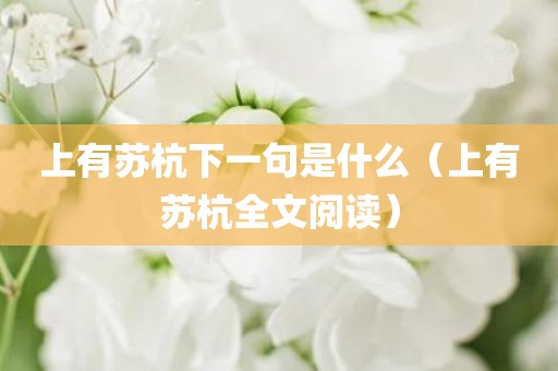 上有苏杭下一句是什么（上有苏杭全文阅读）