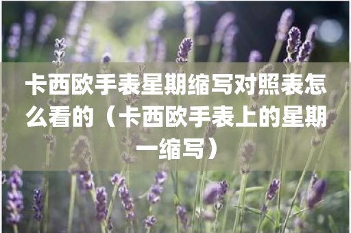 卡西欧手表星期缩写对照表怎么看的（卡西欧手表上的星期一缩写）